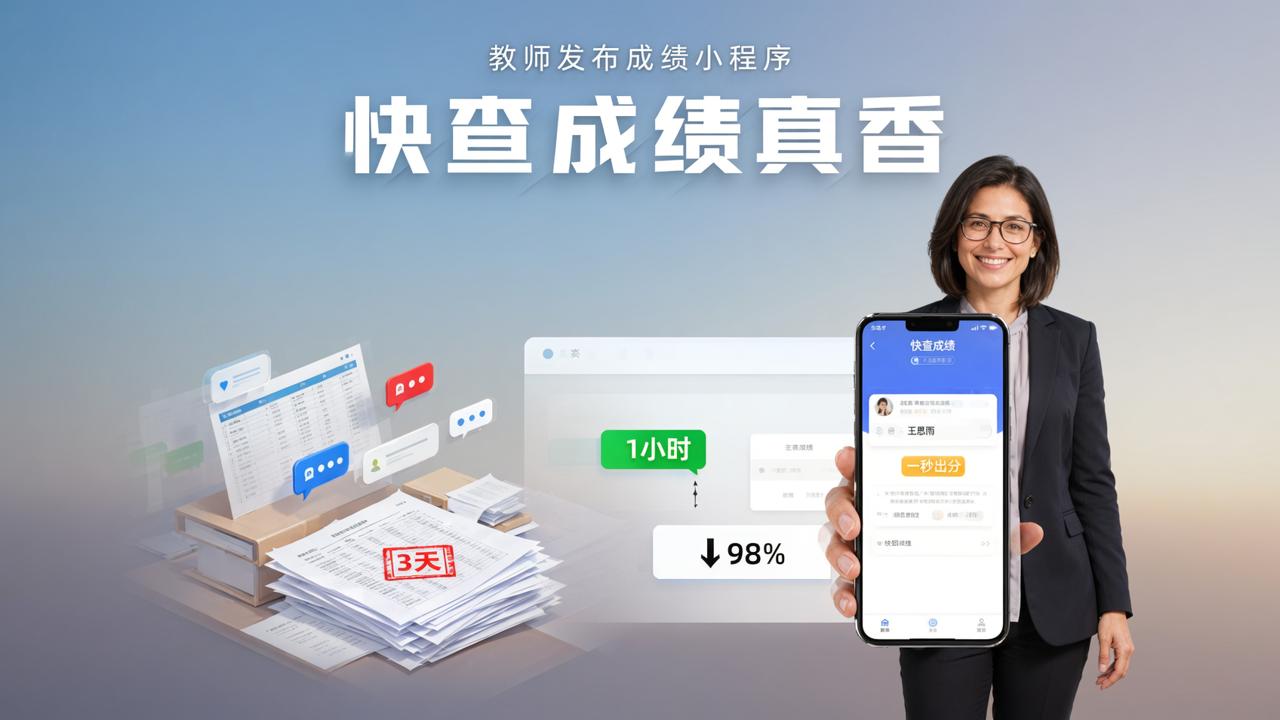 教师发布成绩小程序：50个班级成绩发布从3天缩到1小时，快查成绩真香
