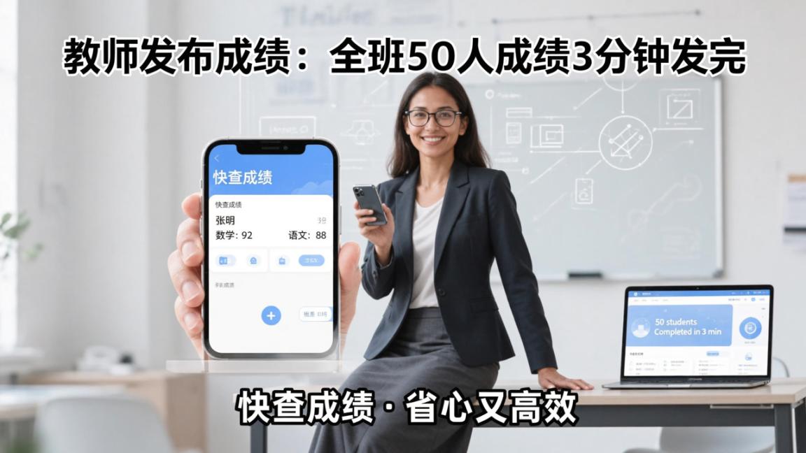 教师发布成绩：全班50人成绩3分钟发完，快查成绩省心又高效