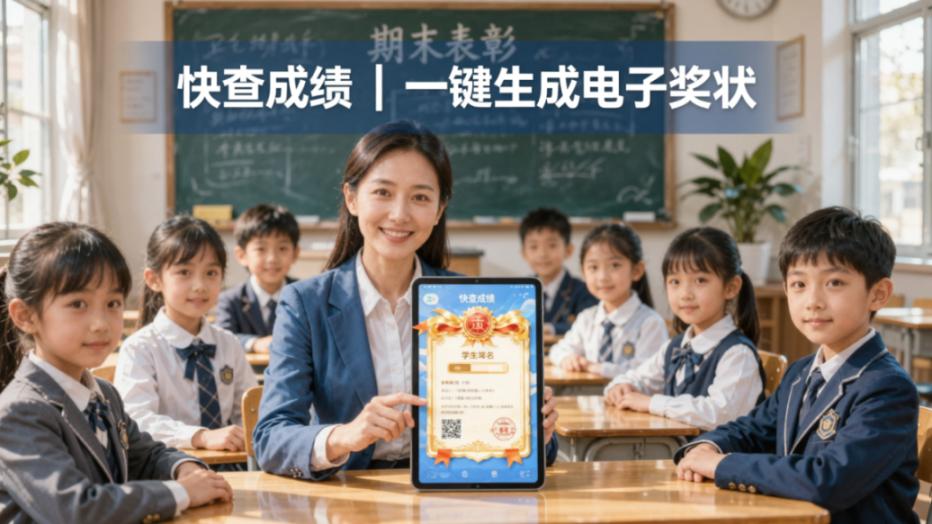 奖状发放小程序怎么做？「快查成绩」一键生成电子奖状，成绩发布同步发放